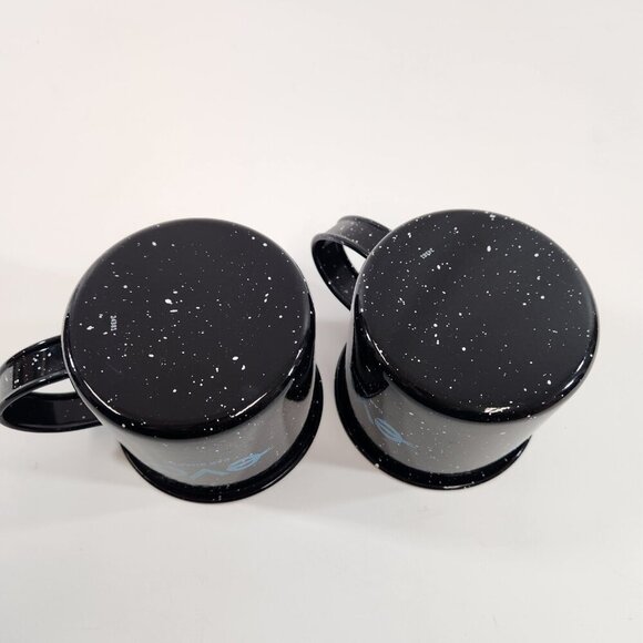 EVO Car Share Camping Enamel Mugs Black Speckled Outdoor Drinking Cups x 2 - Picture 8 of 11